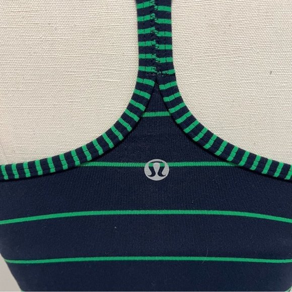 Lululemon Power Y Tank Top Stripe Green Bean Inkwell Navy - Picture 12 of 14